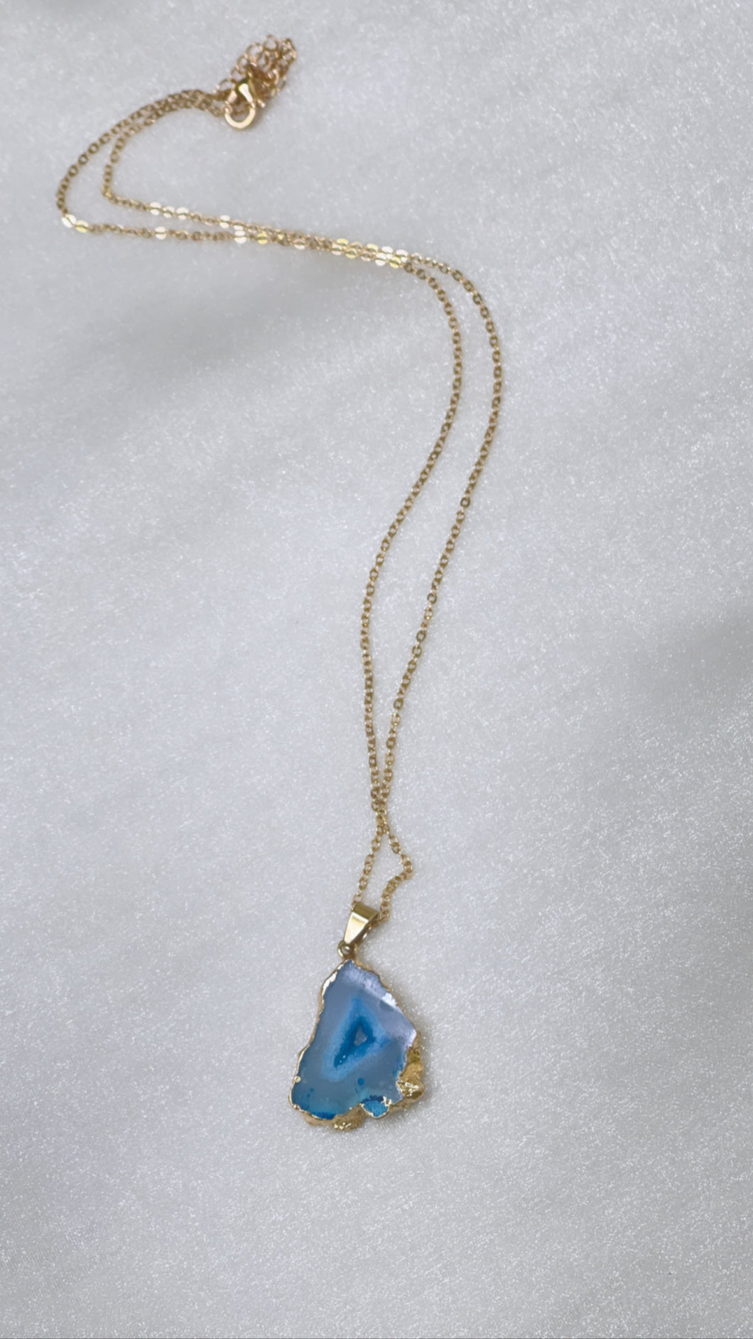 Blue geode crystal necklace