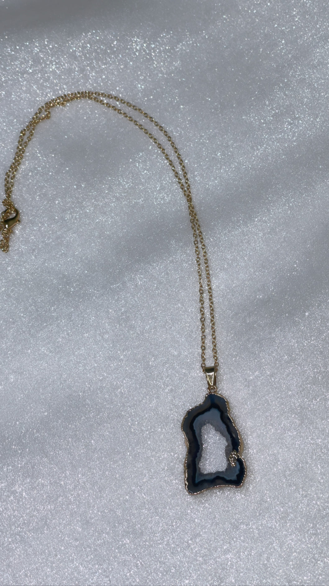 Grey geode crystal necklace