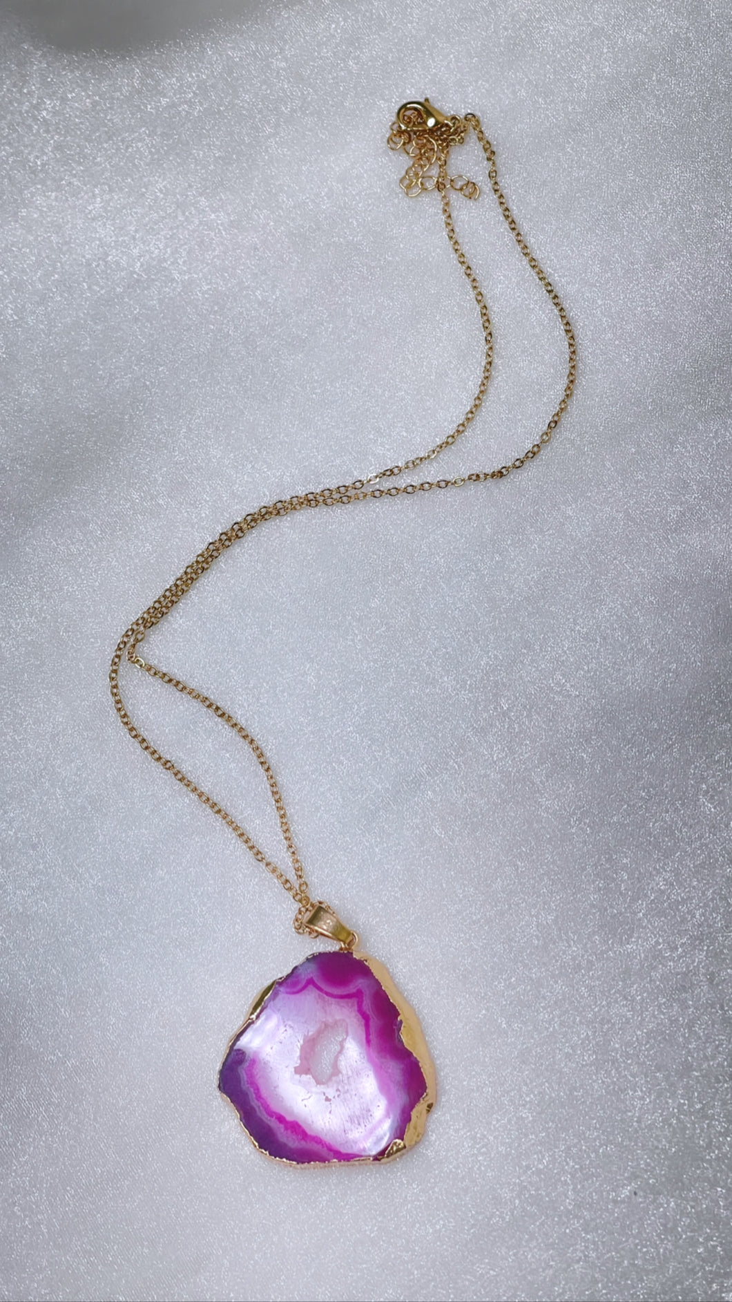 Pink Geode crystal necklace